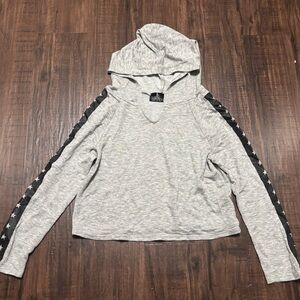 Chic 2 Chic Gray Hoodie with Black Star Accents down the arms girls L